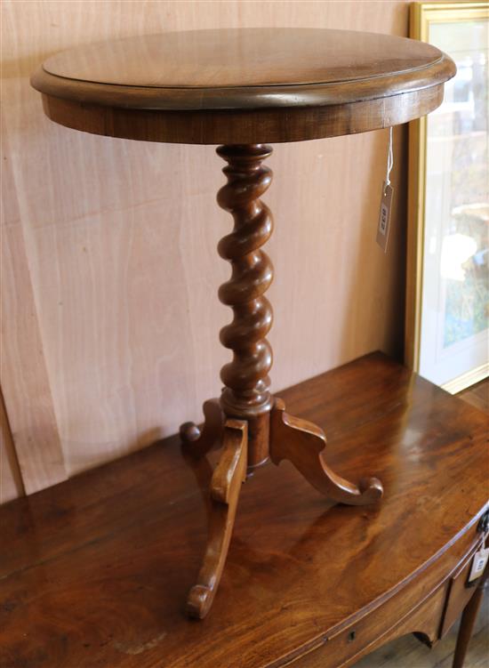 A Victorian mahogany twist pillar wine table W.49cm